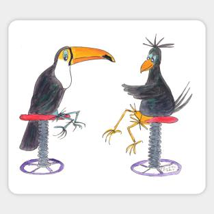 Crow Meets Toucan Sticker